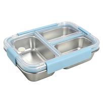 304 Stainless Bento Box with 3 Compartments - Leakproof Lunch Container for Meal Prep One Size mėlyna