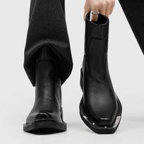 Outdoor Trendy Martin Boots Men'S Pullover Chelsea Boots Men'S British Style High-Top Thick-Soled Heightening Locomotive Boots 45 juoda