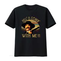 Doc Holliday Vintage T Shirt Tombstone Western With Iconic Hells Comin Me Print Casual Round Neck Cowboy For Movie Fans Soft M black