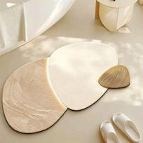 Minimalist Shaped Fresh Bathroom Floor Mat, Water Absorbent Non Slip Quick Dry Cushioned Shower Carpet 45X70cm 18x28inch white