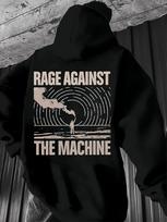 Red hoodie-Casual Pullover Sweatshirt with  Rage Against the Machine  Graphic Print - Casual XL gray