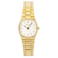 Bulova Super Seville Mini Gold Tone Stainless Steel Silver Dial Quartz 97L189 Women's Watch sidabras