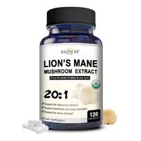 Lion's Mane Mushroom Extract Supplement Capsules, Balincer, 120 Vegan Capsules gray