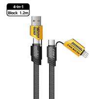 4 in 1 PD 65W 27W USB Cable Type C Dual Connector Lighting Mecha Style Fast Charging USB C Cable For iPhone 15 Samsung Xiaomi black