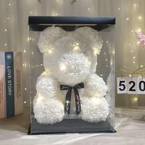 Preserved Rose Bear - Valentine's Day, Birthday, or Qixi Festival Gift for Girlfriend or Mother 25CM Rose Bear + OPP Bag
