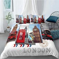 Big Ben Comforter Cover Boys Famous Telephone Booth Bedding Set for Teens Retro London Cityscape Duvet Cover Set with Pillowcase 70x133cm gray