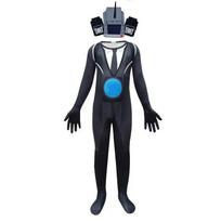 Skibidi Persirengimo Kostiumo Žaidimas Cosplay Garsiakalbio Žmogus TV Žmogus Kūno Kostiumas Kombinezonas Kaukė Cosplay Helovino Kostiumai Vyrams Vaikams 160 black