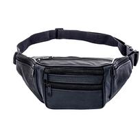 Vyriškas odinis / drobinis liemens krepšys su daugybe kišenių laikymo „Fanny Pack“ krepšys one size juoda