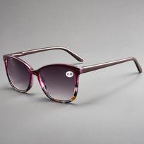 Zk1714 Saulės akiniai skaitymui Moteriški madingi „katės akies“ akiniai nuo saulės Itin lengvi didelės raiškos akiniai skaitymui Pilki akiniai Sun reading glasses +3.00 white