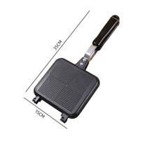 Sandwich Maker Grilled Sandwich Panini Maker Pan with Non-Stick Plates Stovetop Toasted Sandwich Maker Aluminum Flip Pan JT black