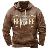 Vintažinis Hoodie Maršrutas 66 3D Moto Spausdinimo Hoodies Madingi Hoodies Streetwear Atsitiktinis Striukė Megztiniai Vyrams Dydžio Didesnis Megztinis M gray
