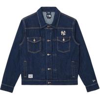 New Era FW25 MLB New York Yankees Western Style Single-Breasted Comfortable Everyday Versatile Polo Collar Long Sleeve Denim Jacket 14726714 M gray