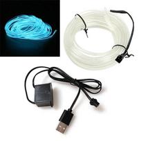 3M/5M Neon LED Car Interior Decorative Light Strips USB DIY Ambient Light for Dashboard Console Cold Light Auto Interior Decor Lighting 3M&USB drive
