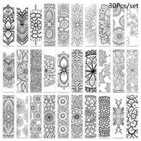 32Pcs Flower Pattern Coloring Bookmarks Diy Blank Black Line Drawing Bookmark For Kids Adults Stress Relief Reading Accessories A3 gray