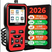 V500 Universal OBD2 Car Diagnostic Tool Engine Fault Code Reader Voltage Load Tester for Most Gasoline Vehicles D red