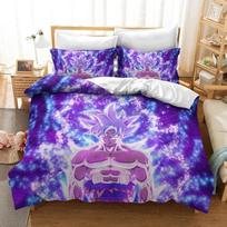 3D Anime Dragon Ball Super Saiyan Son Goku Duvet Cover Pillowcase Bedding Set Double For Kids Boys Bedclothes Quilt Cover G EU Single 135*200cm/53x79in 3pcs blue