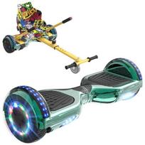 RCB Hoverboard + Kart 2-in-1 6.5 inch Bluetooth and LED – Adjustable Karting – green/yellow – ideal gift children