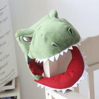 Stuffed Plush Hat Men Children Headgear Women Pros Hat Plush Hat Cosplay Cap Dinosaur Head Hat žalia