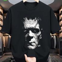 American Retro Frankenstein Portrait T-shirt Four Seasons New Men's and Women's Cotton Casual Fashion Streetwear 3XL black