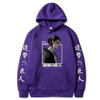 Attack on Titan Cartoon Pattern Anime Hoodies Men/Women Hooded Pullover Sweatrshirts Oversized Sweatshirts XXS violetinė
