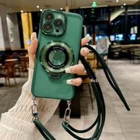 Magnetic Wireless Stand Case For OPPO Realme 12 Pro Plus C65 C63 C67 C55 C53 Reno 10 11 11F 8 7 8T Charging Strap Lanyard Cover Realme 12 Pro Plus&Case & Strap beige