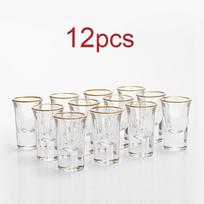 Shot Glass Set of 12 Gold Foil Spirits Cups Household 25ml Creative Small Wine Glass Gilt Edged Cup Wine Dispenser Wholesale Cup white