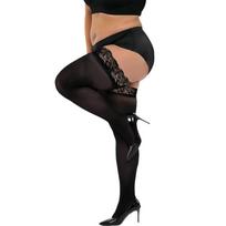 Freeauce Oversized Women Large Plus Size Black Lace Thigh High Stockings With Anti-Slip Sheer Fishnet Long Over Knee Socks Xxxxl 40-100kg(80-200Lbs) black