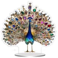 Diamond Painting Peacock Acrylic Desktop Sculpture Non-Fading Peacocks Centerpiece Dcoration for Home Living Room Decoration beige