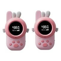 2Pcs Walkie Talkies for Kids Rechargeable Walkie Talkies with Screen Display & 400mAh Battery for 3-12 Years Boys Girls rožinė