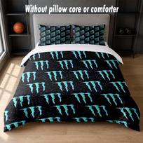 Monster Energy Design Bed Bedding Set 1 Duvet Cover + 2 Pillowcases Soft Breathable Household Bed Linens 135cm*200cm gray