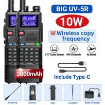 2PCS Baofeng UV-5RH 10W Air Band Walkie Talkie Multi Band Wireless Copy Frequency 999CH NOAA Long Range Ham Radio Upgraded UV-5R US