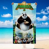 Quick Dry Beach Towel Kung Fu Panda Pattern, Lightweight Absorbent Towel for Pool Beach Vacation Use 70cmx140cm(27x55inch) black