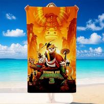 Quick Dry Beach Towel Kung Fu Panda Pattern, Lightweight Absorbent Towel for Pool Beach Vacation Use 80cmx160cm(31x63inch)
