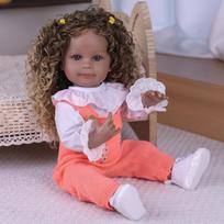 55cm Cute Reborn Girl Doll Full Silicone Vinyl Realistic Black Skin Babies Kids Christmas Halloween Decoration Gifts 22 inch about 55 cm black