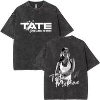 Tate Mcrae So Close To What Miss Possessive Vintage skalbinti marškinėliai vyriški moteriški mada laisvalaikio medvilniniai marškinėliai gatvės stilius unisex 110 gray