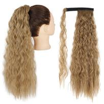 MISSQUEEN sintetinis kukurūzų banguotas ilgas arklio uodegos plaukų įvyniojimas ant Clip plaukų priauginimo Ombre Brown Pony Tail Blonde Fack Hair 22inches beige