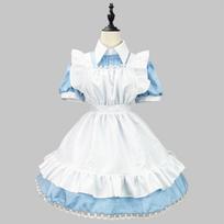 Traditional Maid Long Dress Cosplay Butler Costume - Japanese Style XXL šviesiai mėlyna spalva