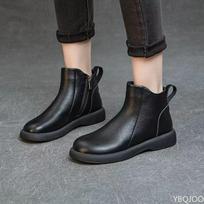 Women's short boots for autumn  winter solid color low heel versatile simple comfortable non slip thick soled women's shoes 37 juoda