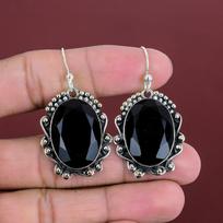 Faceted Black Onyx Earrings Handmade Gemstone Earring 925 Sterling Silver Earring Awesome Black Onyx Jewelry Gifts For Her Brand New Earring black