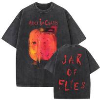 Washed Vintage Rock Band Alice in Chains Jar of Flies Album Graphic T-shirt Men Gothic Punk Pop Music T Shirt Oversized T Shirts L įvairiaspalvis
