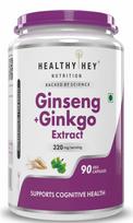 HealthyHey Ginseng + Ginkgo Biloba - Improves Memory & concentration- 90 Veg Capsules