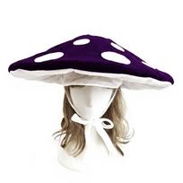 Polka Dot Mushroom Hat Soft Velvet Fungus Beret Cap Adjustable Costume Headpiece  Novelty Costume violetinė