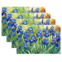 4pc s Placemats Van Gogh's painting depicting blue Placemats 30.48x45.72 cm Table Mats for Party Kitchen Dining Decoration 4PCS beige