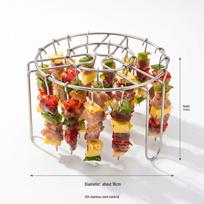 Stainless Steel Air Fryer Skewer Rack: No-Flip Grill Rack for Small Kitchen Ovens 34 Skewers with Rack beige