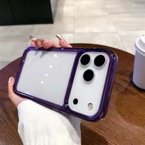 Transparent Luxury Cosmic Shockproof Armor Case for 17 Air 16 15 14 13 12 11 17 Pro Max Clear Bumper Hard Acrylic Cover For iPhone 16 violetinė