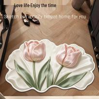 3D Flower Diatomaceous Earth Bathroom Mat - Absorbent, Quick-Dry, Dirt-Resistant, and Non-Slip Entrance Foot Mat 40*60cm brown