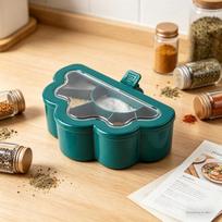 Creative 6 In 1 Cloud-shaped Seasoning Jar Household Moisture-proof Spice Rack Outdoor Camping Seasoning Bottle Kitchen Gadget žalia