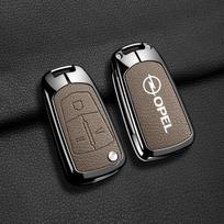 Metalinė Odinė Automobilio Raktų Dėklas Dangtelis Korpusas Opel OPC Vauxhall Astra Corsa Insignia Mokka Encore Vectra Zafira Meriva Priedams gray