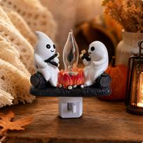 Ghost Campfire Night Light Plug-in Lighted Halloween Tabletop Decoration Warm brown