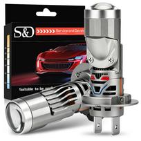 2Pcs 30000Lm H7 Led Projector Lens Headlight Bulbs 1:1 LED Projector Wireless Mini Lens Car Plug&Play Turbo Lamp 6500K White H7 gray